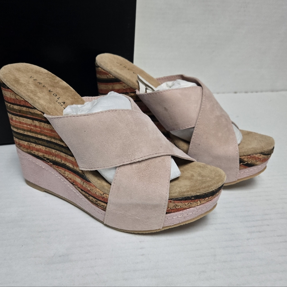 Very Volatile Pantry Blush Pink Wedges Woman's Size 9 NIB Summer Slip On Leather